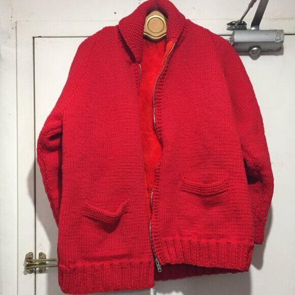 VINTAGE HANDMADE KNIT WOOL SWEATER JACKETS SIZE M - Picture 2 of 4